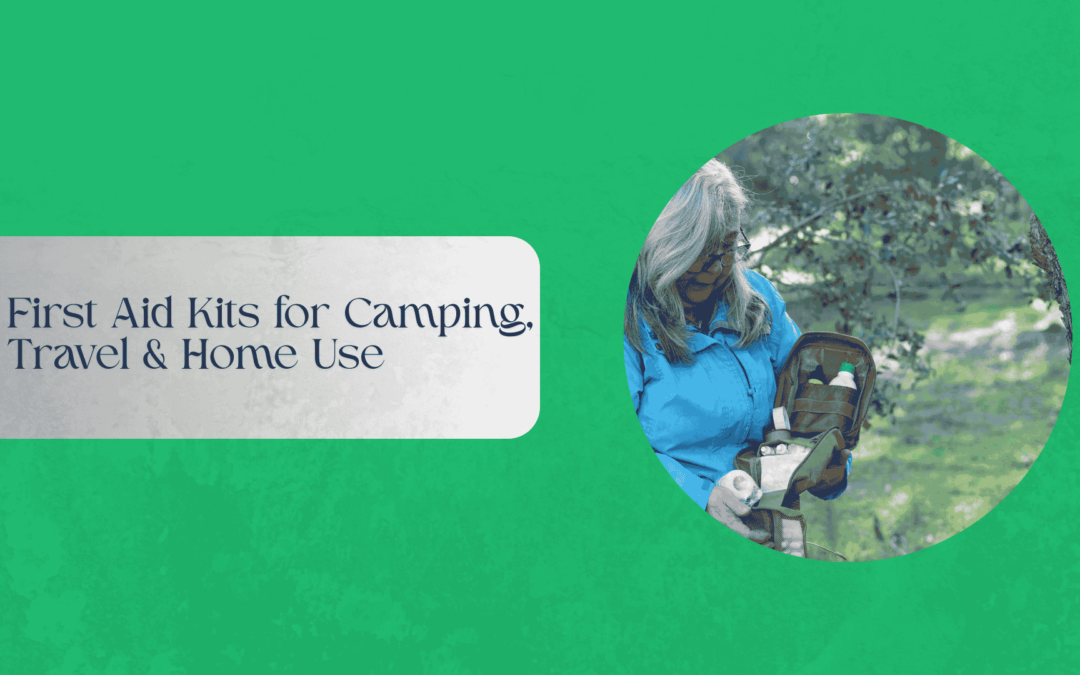 A collection of first aid kits for various uses, including camping, travel, and home